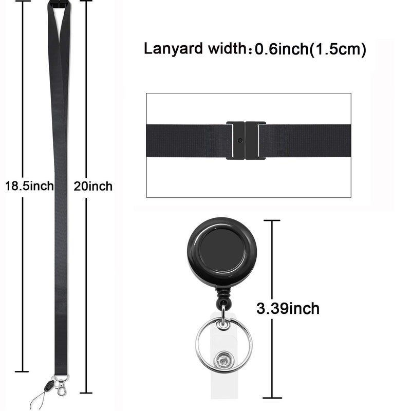 Foshine Black Lanyards 5 Pack with Retractable bagde Reel,Breakaway Safety Lanyard for ID Badge Holder - Image 4